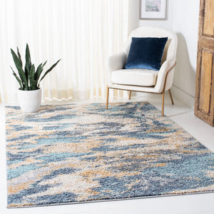 Safavieh Calista Plush Abstract Blue Grey Area Rug — Power-Loomed Turkish Frise Polypropylene For Durability 3'-0" x 5'-0" CAL110M-3