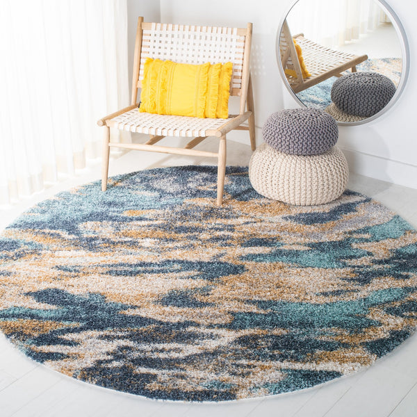 Safavieh Calista Plush Abstract Blue Grey Area Rug — Power-Loomed Turkish Frise Polypropylene For Durability 3'-0" x 5'-0" CAL110M-3