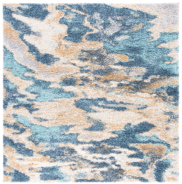Safavieh Calista Plush Abstract Blue Grey Area Rug — Power-Loomed Turkish Frise Polypropylene For Durability 3'-0" x 5'-0" CAL110M-3
