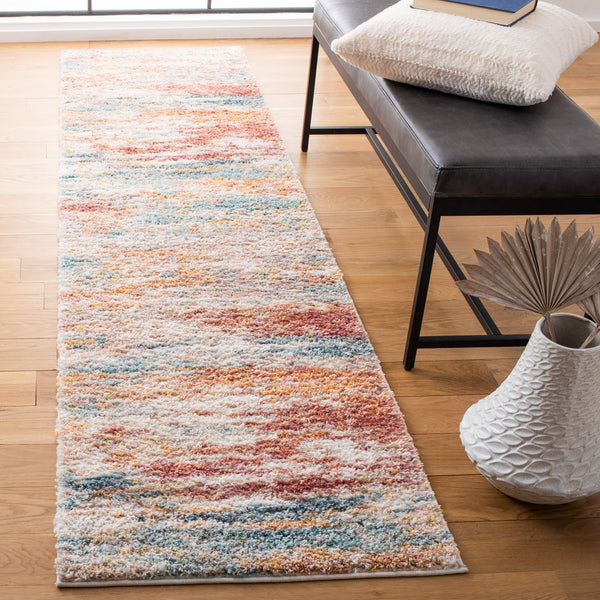 Safavieh Calista Round Area Rug In Beige And Aqua Abstract Design, 1" Plush Pile, Power-Loomed Durability 3'-0" x 3'-0" CAL112B-3R