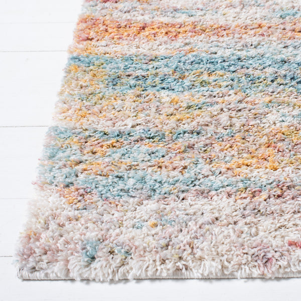 Safavieh Calista Round Area Rug In Beige And Aqua Abstract Design, 1" Plush Pile, Power-Loomed Durability 3'-0" x 3'-0" CAL112B-3R