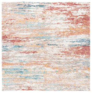 Safavieh Calista Plush Frisé Square Rug In Serene Beige & Aqua Abstract Design — Durable, Low‑Maintenance Style 3'-0" x 3'-0" CAL112B-3SQ