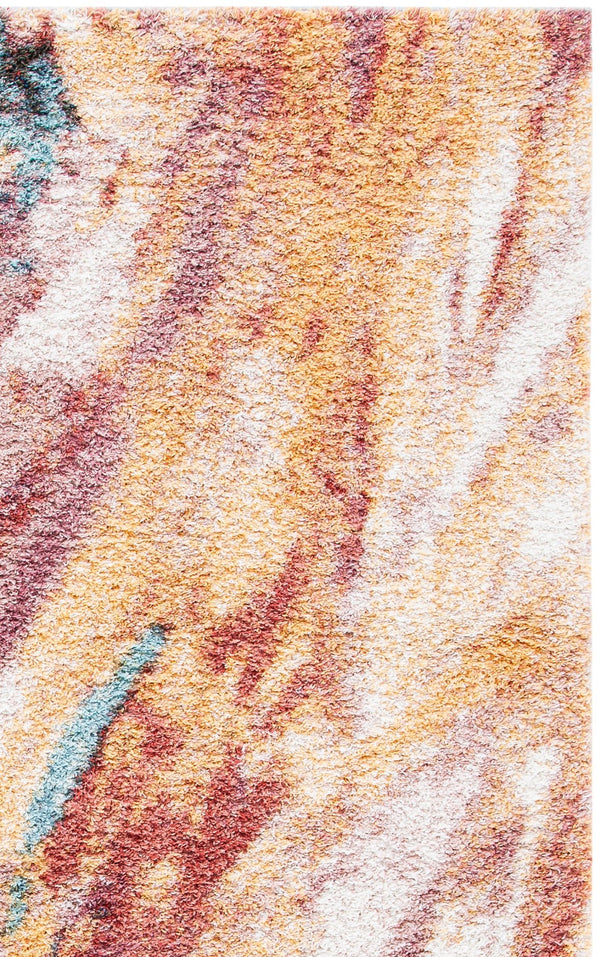 Safavieh Calista Luxury Square Area Rug With Gold And Aqua Abstract Design, Plush 1" Pile, Durable Power-Loomed 3'-0" x 3'-0" CAL116D-3SQ