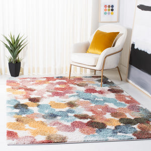 Safavieh Calista Contemporary 3' X 5' Red & Blue Area Rug - Plush, Durable, Oeko-tex Certified Elegance! Red ,Blue Polypropylene Pile Frise Cal118q-3