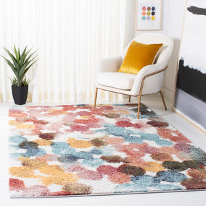 Safavieh Calista Sculptural Round Area Rug In Bold Red & Blue Abstract — Plush 1" Pile, Power‑Loomed Turkey 3'-0" x 3'-0" CAL118Q-3R