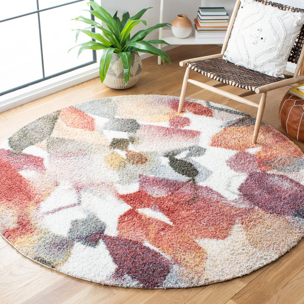 Safavieh Calista Square 5'3" X 5'3" Rust & Gold Area Rug — Turkish Power-Loomed, 1" Plush Polypropylene Frieze CAL120P-5SQ