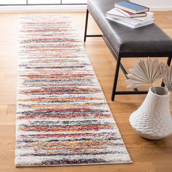 Safavieh Calista Rustic Gold And Deep Rust Striped Rug — Power-Loomed Turkish Frisé, Durable Plush Texture 3'-0" x 5'-0" CAL132P-3