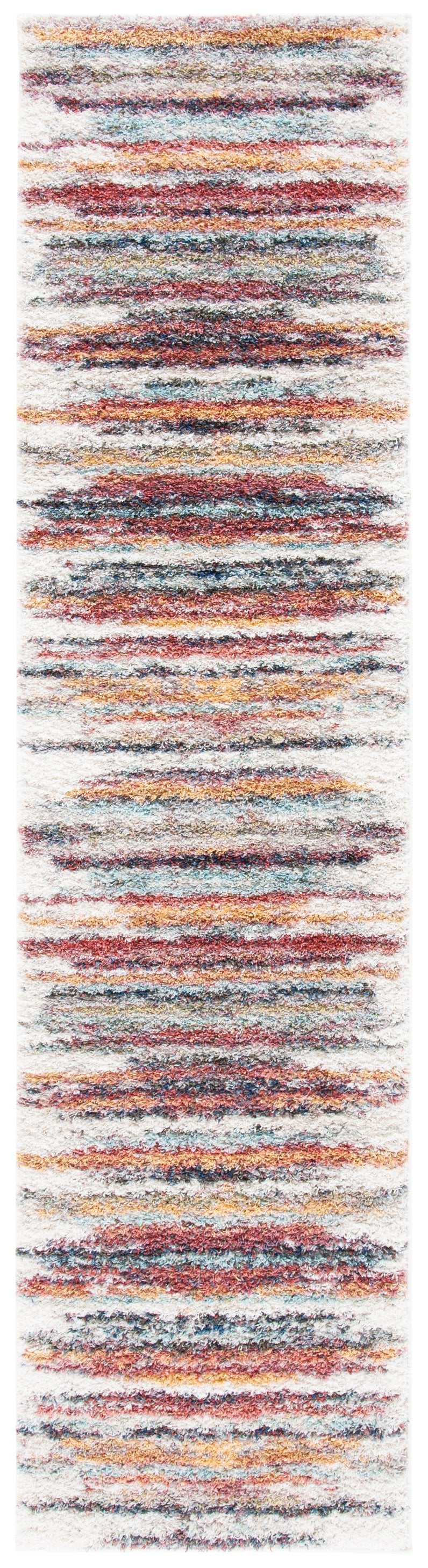 Safavieh Calista Rustic Gold And Deep Rust Striped Rug — Power-Loomed Turkish Frisé, Durable Plush Texture 3'-0" x 5'-0" CAL132P-3