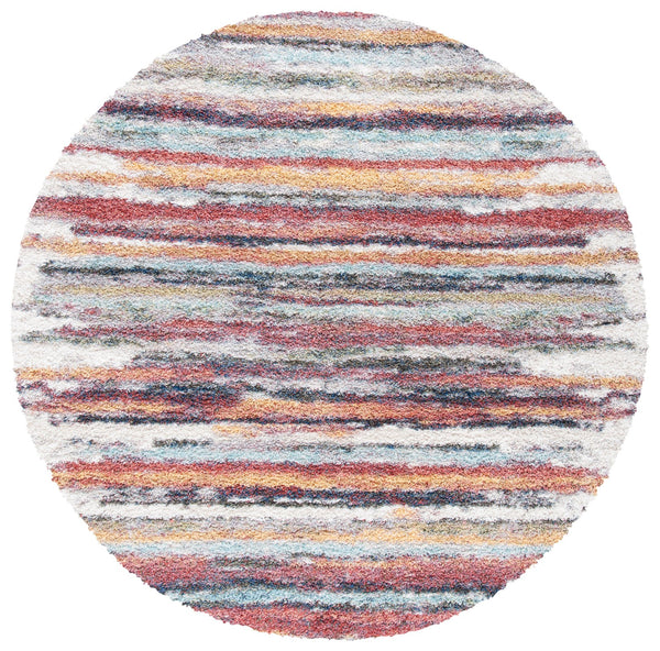 Safavieh Calista Round Turkish Area Rug — Abstract Rust & Gold Brushstroke Design, Plush 1" Pile, Durable 5'-3" x 5'-3" CAL132P-5R