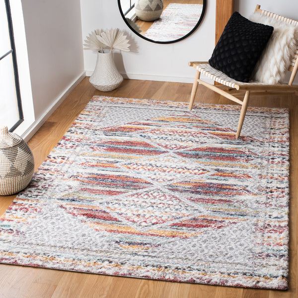 Safavieh Calista Contemporary Ivory & Rust Geometric Rug 3X5, Power-Loomed Turkey, Durable Soft Pile, Easy Care CAL136A-3