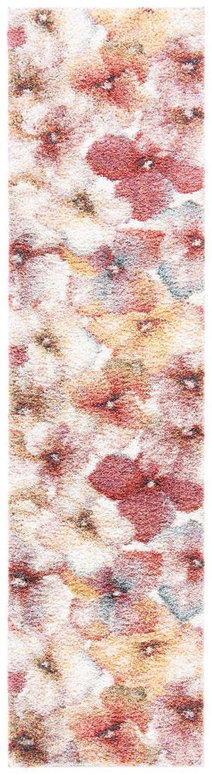 Safavieh Calista Plush Round Area Rug Ivory Rust Floral Motif — Power-Loomed Turkey, Durable Soft Feel 5'-3" x 5'-3" CAL152A-5R