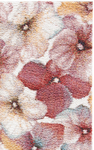 Safavieh Calista Plush 1" Pile Square Rug — Ivory & Rust Abstract Floral Design, Power-Loomed Durability From Turkey 5'-3" x 5'-3" CAL152A-5SQ