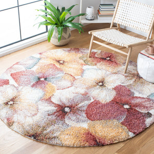 Safavieh Calista Ivory And Rust Accent Rug With Country-Florals, Power-Loomed Turkey, Soft Polypropylene Frise 3'-0" x 5'-0" CAL152A-3