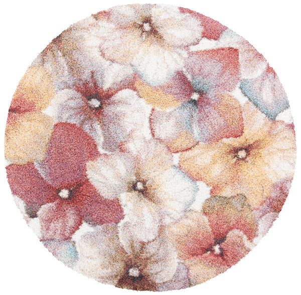 Safavieh Calista Ivory And Rust Accent Rug With Country-Florals, Power-Loomed Turkey, Soft Polypropylene Frise 3'-0" x 5'-0" CAL152A-3