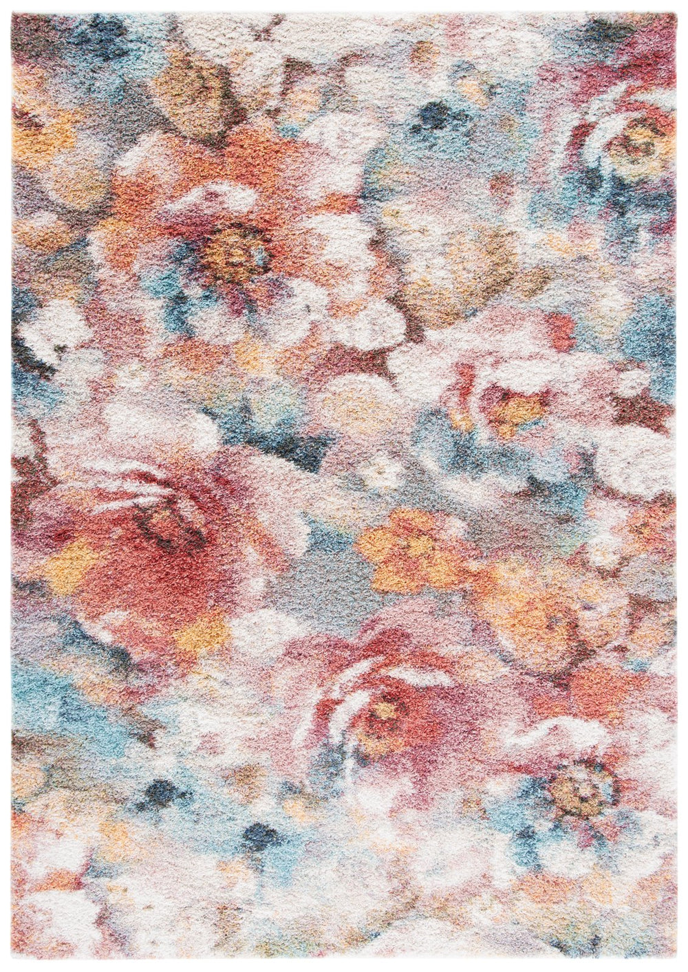 Safavieh Calista 3' X 5' Area Rug - Plush Ivory & Rust Floral Design, Turkish Craftsmanship For Modern Spaces Rust ,Ivory Polypropylene Pile Frise Cal154p-3