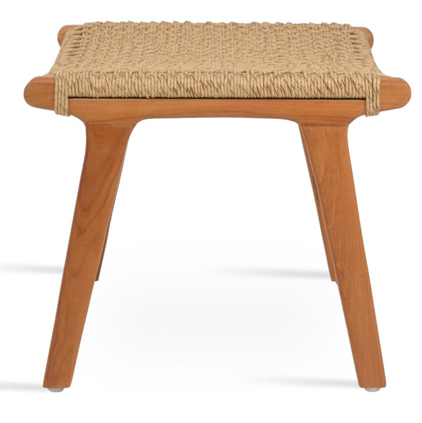Soho Concept Calava Ottoman - Durable Grade A Teak Wood & Viro Fiber Wicker - Stylish Footrest For Indoors & Outdoors Natural  Soho-concept-dining-chair-14066
