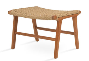 Soho Concept Calava Ottoman - Durable Grade A Teak Wood & Viro Fiber Wicker - Stylish Footrest For Indoors & Outdoors Natural  Soho-concept-dining-chair-14067