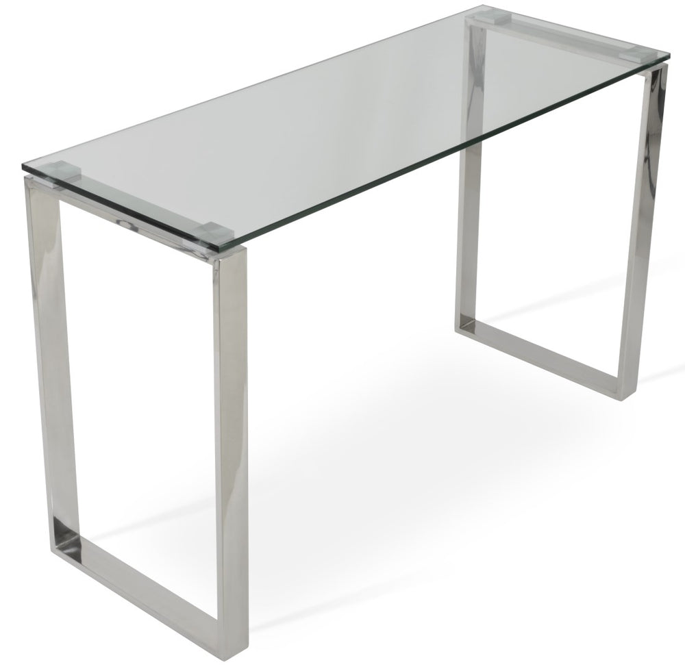 Soho Concept Calvin Glass Console Sofa Table - Elegant 12mm Tempered Glass Top With Polished Stainless Steel Frame   Soho-concept-dining-chair-13650