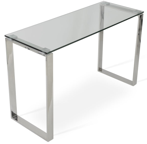 Soho Concept Calvin Glass Console Sofa Table - Elegant 12mm Tempered Glass Top With Polished Stainless Steel Frame   Soho-concept-dining-chair-13650