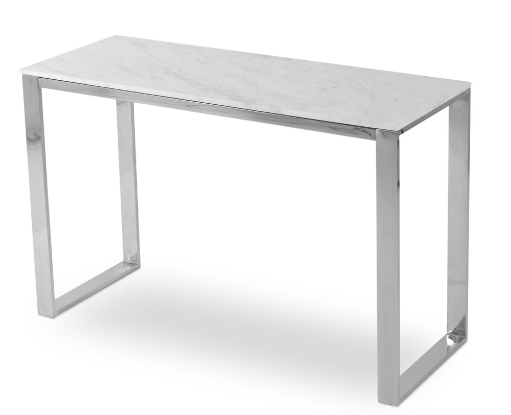 Soho Concept Calvin Marble Console Sofa Table - Elegant White Carrara Top With Polished Stainless Steel Frame   Soho-concept-dining-chair-13647