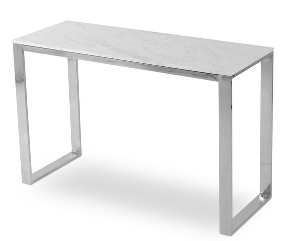 Soho Concept Calvin Marble Console Sofa Table - Elegant White Carrara Top With Polished Stainless Steel Frame   Soho-concept-dining-chair-13647