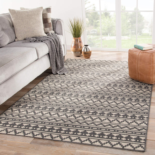 Jaipur Living Jaipur Living Killick Polypropylene Tribal Geometric Flat Woven Indoor Outdoor Rug Gray 2'X3'7" RUG143319
