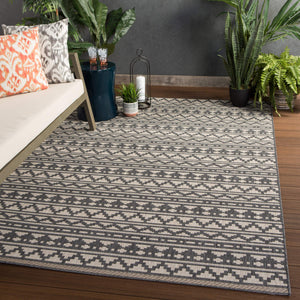 Jaipur Living Jaipur Living Killick Polypropylene Tribal Geometric Flat Woven Indoor Outdoor Rug Gray 2'X3'7" RUG143319