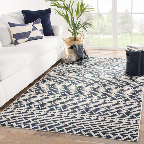 Jaipur Living Jaipur Living Killick Polypropylene Tribal Geometric Flat Woven Indoor Outdoor Rug Blue 4'X5'7" RUG143335