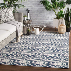 Jaipur Living Jaipur Living Killick Polypropylene Tribal Geometric Flat Woven Indoor Outdoor Rug Blue 4'X5'7" RUG143335