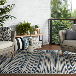Jaipur Living Jaipur Living Killick Polypropylene Tribal Geometric Flat Woven Indoor Outdoor Rug Blue 4'X5'7" RUG143335