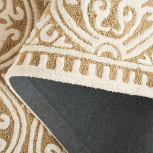 Safavieh Cambridge Ivory And Gold Hand-Tufted Wool Area Rug With Ornate Medallion, Floral Border Elegance 6'-0" x 6'-0" CAM123F-6SQ