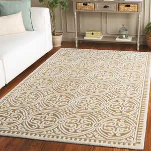 Safavieh Cambridge Ivory And Gold Hand-Tufted Wool Area Rug With Ornate Medallion, Floral Border Elegance 6'-0" x 6'-0" CAM123F-6SQ
