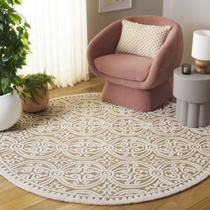Safavieh Cambridge Hand-Tufted Ivory And Gold Wool Rug, Contemporary Low-Pile Luxury For Living Rooms 8'-0" x 10'-0" CAM123F-8
