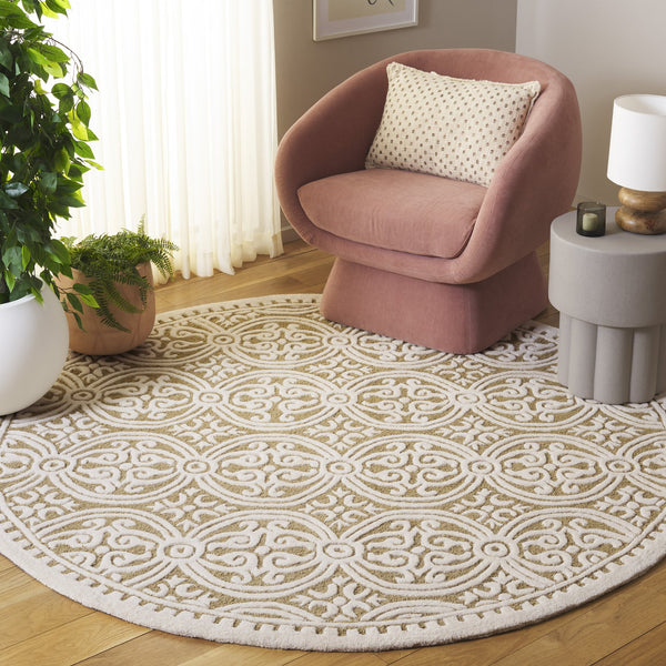 Safavieh Cambridge Ivory And Gold Hand-Tufted Wool Rug, Low-Profile Plush Pile For Modern Interiors 4'-0" x 6'-0" CAM123F-4