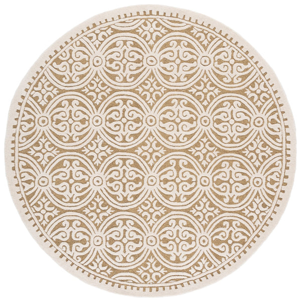Safavieh Cambridge Hand-Tufted Ivory And Gold Wool Rug, Contemporary Low-Pile Luxury For Living Rooms 8'-0" x 10'-0" CAM123F-8