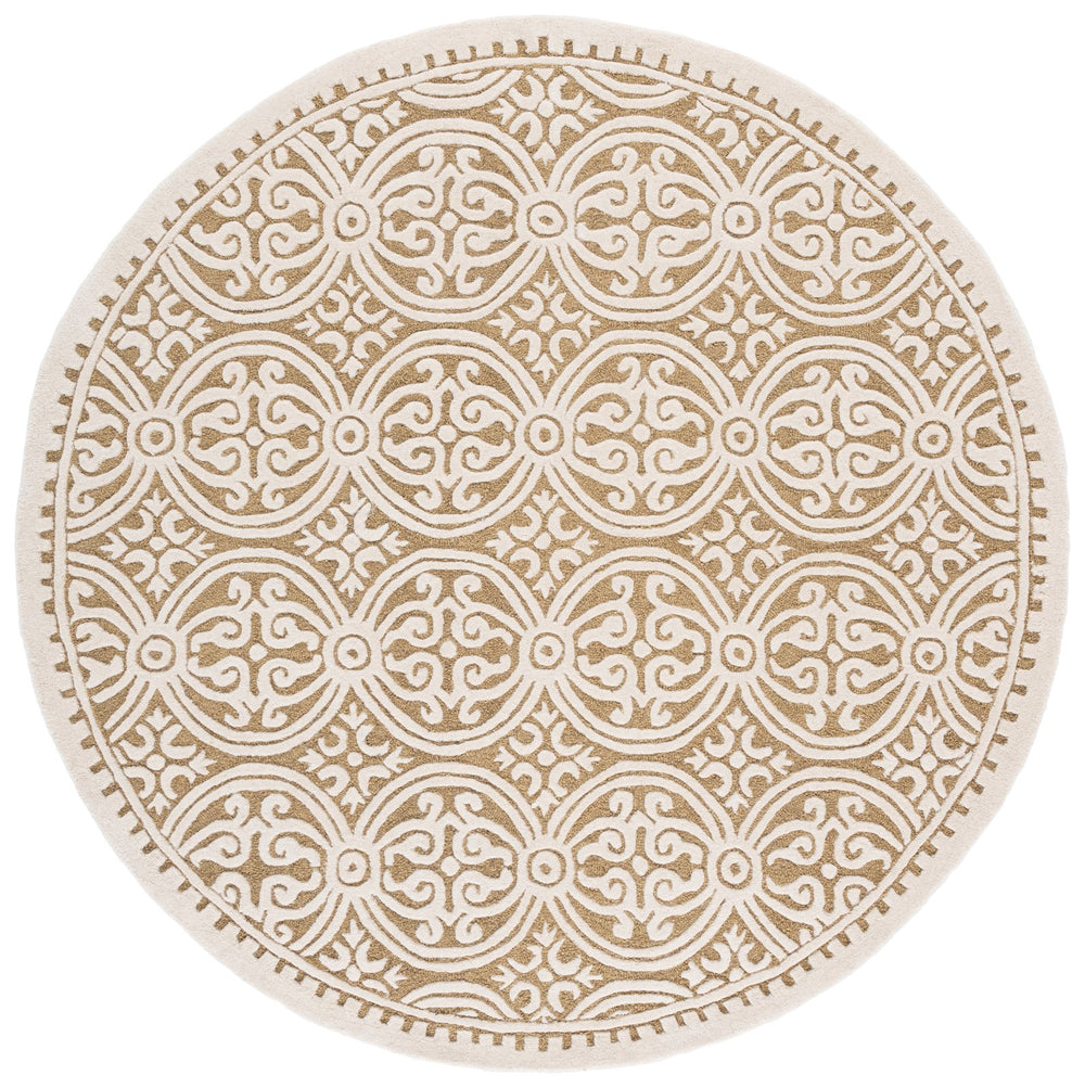 Safavieh Cambridge Hand-Tufted Wool Area Rug In Ivory And Gold With Medallion Floral Motif — Elegant Texture 6'-0" x 9'-0" CAM123F-6