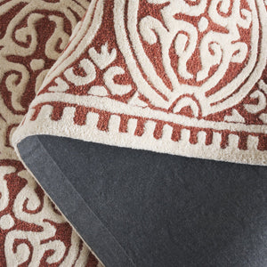 Safavieh Cambridge Hand-Tufted Ivory Wool Area Rug With Red & Gold Accents — Traditional Plush Comfort 6'-0" x 9'-0" CAM123Q-6