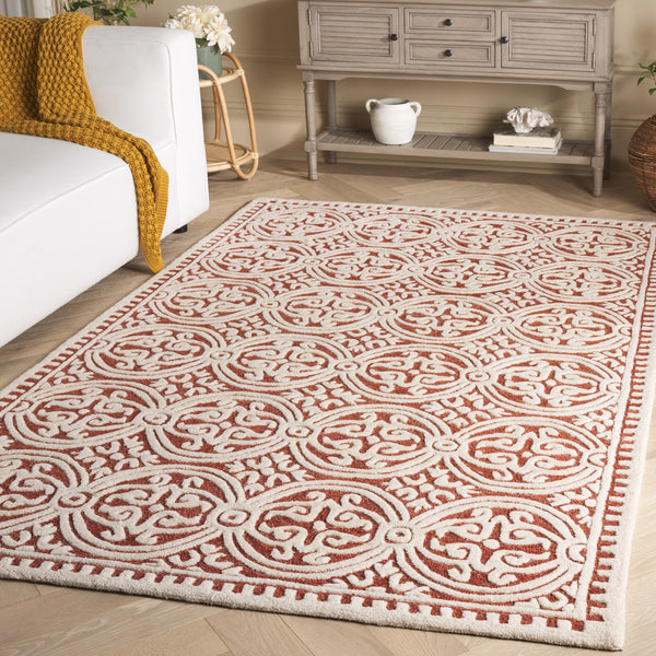 Safavieh Cambridge Hand-Tufted Wool Area Rug Ivory & Gold Traditional-Inspired Pattern Plush Texture Design 6'-0" x 6'-0" CAM123Q-6SQ