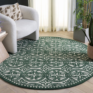 Safavieh Cambridge Hand‑Tufted Wool Runner In Ivory & Green — Elegant Ornamental Motif For Hallways, Entryways 2'-6" x 8'-0" CAM123W-28