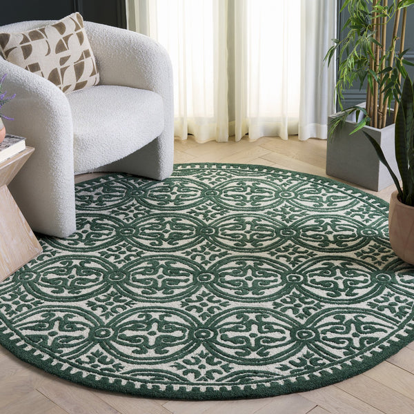 Safavieh Cambridge Hand-Tufted Ivory And Green Wool Area Rug | Plush Texture, Durable Craftsmanship, Timeless Appeal 6'-0" x 6'-0" CAM123W-6SQ