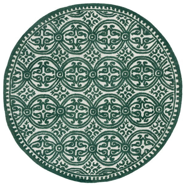 Safavieh Cambridge Hand-Tufted Ivory And Green Wool Area Rug | Plush Texture, Durable Craftsmanship, Timeless Appeal 6'-0" x 6'-0" CAM123W-6SQ