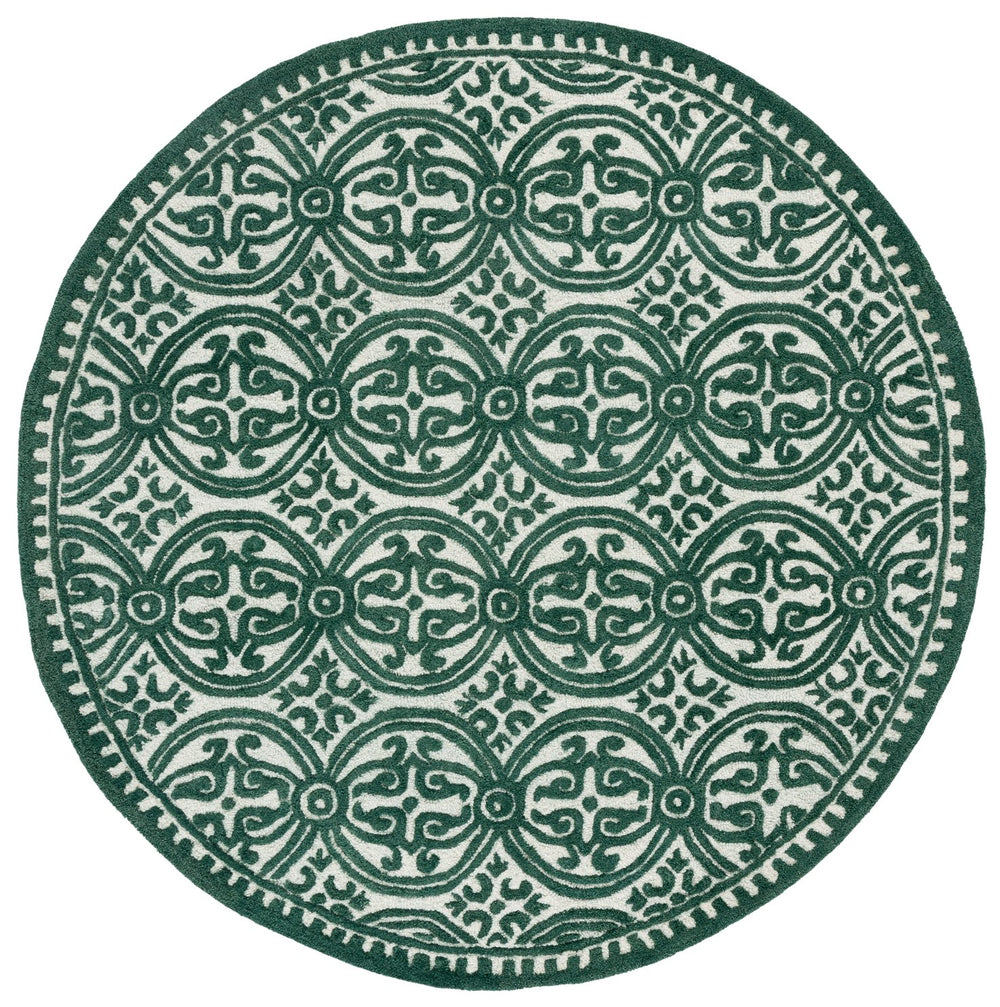 Safavieh Cambridge Hand‑Tufted Ivory & Green Wool Round Rug — Plush, Artisanal Texture For Living Rooms 6'-0" x 6'-0" CAM123W-6R