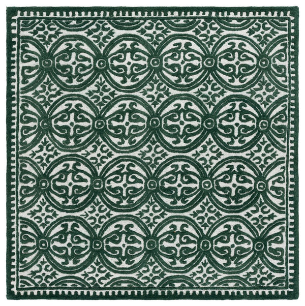 Safavieh Cambridge Hand-Tufted Ivory & Green Wool Rug — Plush, Durable Artisanal Flooring For Living Spaces 8'-0" x 10'-0" CAM123W-8