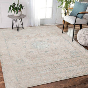 Cambridge Medallion Area Rug Metallic Polyester Pile Transitional Living Room Accent