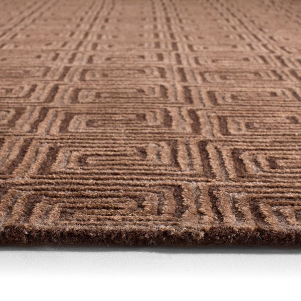 Jaipur Living Jaipur Harkness 18" Tufted Swatch - Handcrafted Wool-Viscose Greek Key Sample In Sophisticated Brown RSW105338