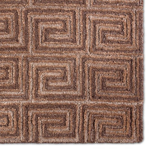 Jaipur Living Jaipur Harkness 18" Tufted Swatch - Handcrafted Wool-Viscose Greek Key Sample In Sophisticated Brown RSW105338
