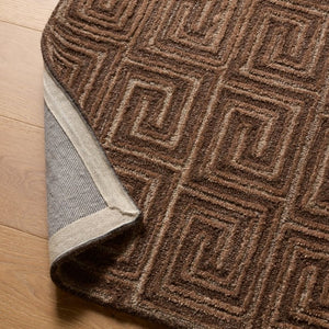 Jaipur Living Jaipur Harkness 18" Tufted Swatch - Handcrafted Wool-Viscose Greek Key Sample In Sophisticated Brown RSW105338