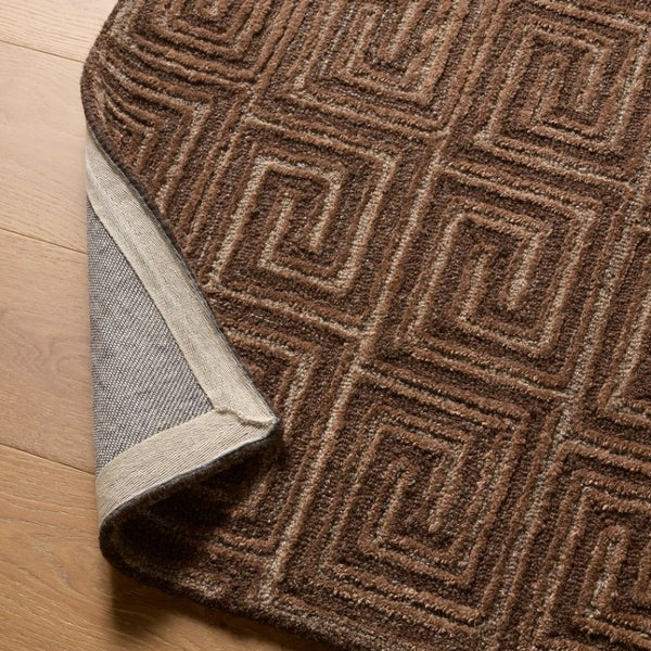 Jaipur Living Jaipur Harkness 18" Tufted Swatch - Handcrafted Wool-Viscose Greek Key Sample In Sophisticated Brown RSW105338