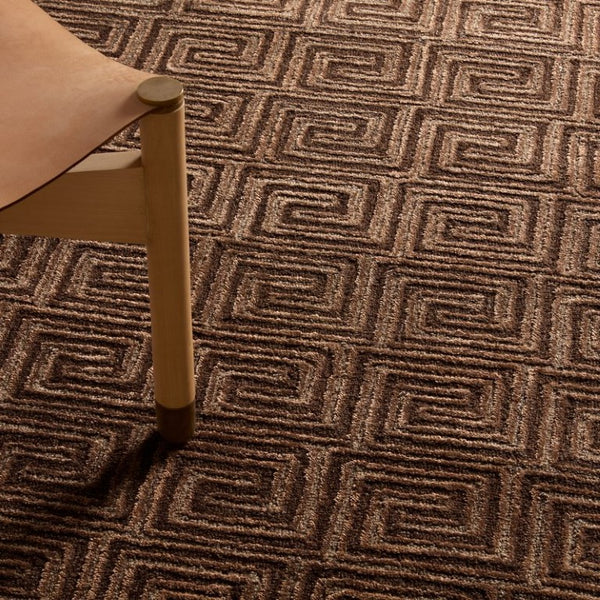 Jaipur Living Jaipur Harkness 18" Tufted Swatch - Handcrafted Wool-Viscose Greek Key Sample In Sophisticated Brown RSW105338