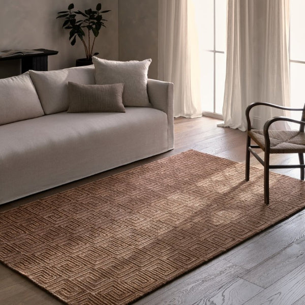 Jaipur Living Jaipur Harkness 18" Tufted Swatch - Handcrafted Wool-Viscose Greek Key Sample In Sophisticated Brown RSW105338